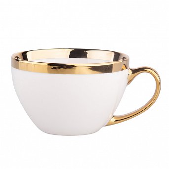 ALTOM DESIGN AURORA GOLD duża filiżanka porcelanowa do kawy i herbaty jumbo 400 ml KREMOWA