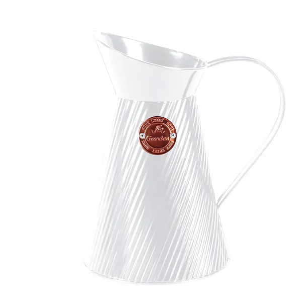 ALTOM DESIGN dzbanek konewka metalowa z uchwytem wysoka dekoracyjna 16,5x25 cm biała