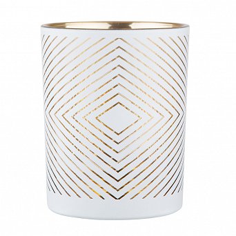 ALTOM DESIGN świecznik szklany biały ze złotym wnętrzem 10x12,5cm dek. geometryczna
