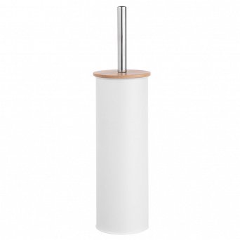 ALTOM DESIGN Szczotka do wc w metalowej osłonie i pokrywą bambusową 9,5x26,5x38 cm