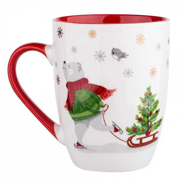 ALTOM DESIGN CHRISTMAS BEAR Porcelanowy kubek baryłka 300ml czerwony