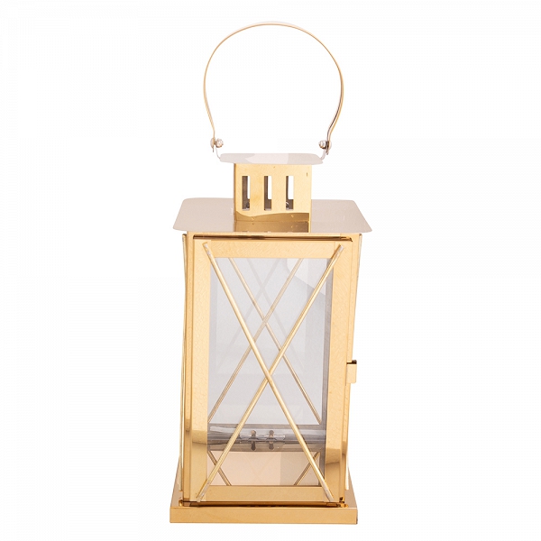 ALTOM DESIGN latarenka / lampion / latarnia metalowa z uchwytem złota 20x20x55 cm