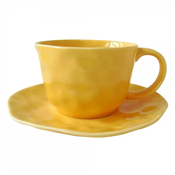 ALTOM DESIGN SUNNY filiżanka porcelanowa ze spodkiem wytłaczana 200 ml