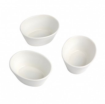 ALTOM DESIGN REGULAR zestaw 3 miseczek / dipówek w kształcie owalnym 10cm porcelana kremowa