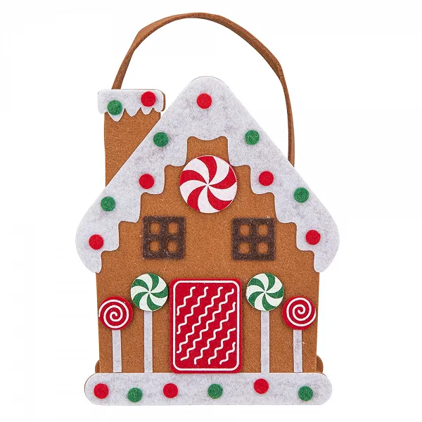 ALTOM DESIGN torebka na prezent filcowa PIERNIKOWY DOMEK 14,5x8x18+4 cm dek I