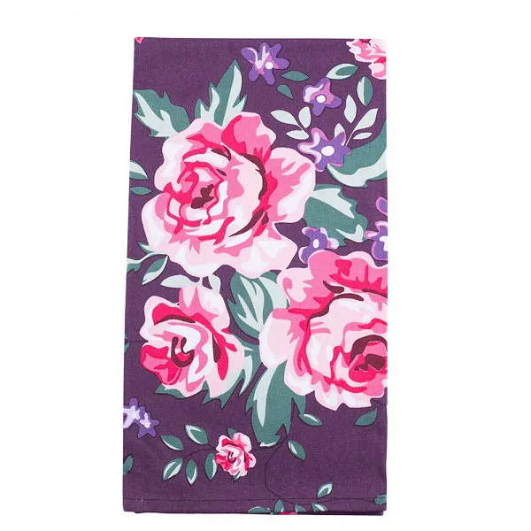ALTOM DESIGN CHARLOTTA ściereczka kuchenna w kwiaty 45X60 cm 100% bawełna fioletowa