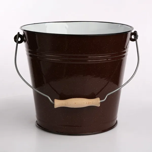 SILESIA RYBNIK wiadro stalowe emaliowane 10,90L ŚR.28CM WYS.25,50CM brąz