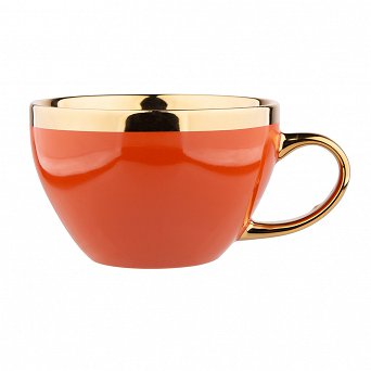 ALTOM DESIGN AURORA GOLD duża filiżanka porcelanowa do kawy i herbaty jumbo 400 ml TERAKOTA