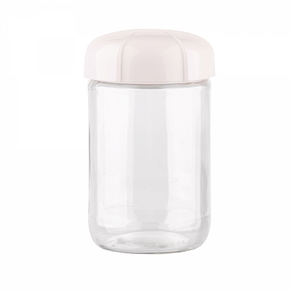 ALTOM DESIGN pojemnik szklany na produkty sypkie z plastikową pokrywką 660 ml krem