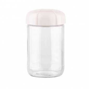 ALTOM DESIGN pojemnik szklany na produkty sypkie z plastikową pokrywką 660 ml krem