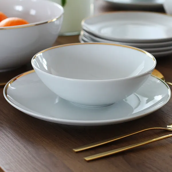 MARIAPAULA MODERNA GOLD talerz porcelanowy do zupy okrągły złote zdobienia 18cm