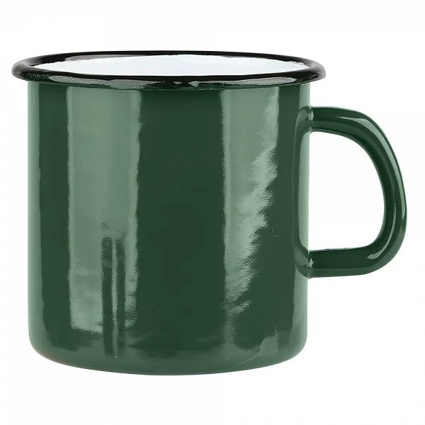 SILESIA RYBNIK kubek emaliowany z uchem 1,25L 12x11,5cm zieleń