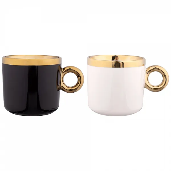 ALTOM DESIGN GOLD DREAM Zestaw 2 kubków szerokich 350ml ze złotym uchem