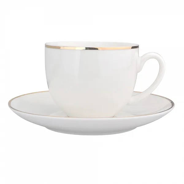 ALTOM DESIGN BELLA ZŁOTA LINIA filiżanka 200ml/ spodek 15cm kremowa porcelana