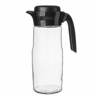 ALTOM DESIGN szklany dzbanek do wody / napojów z plastikową pokrywką 1,35l czarny