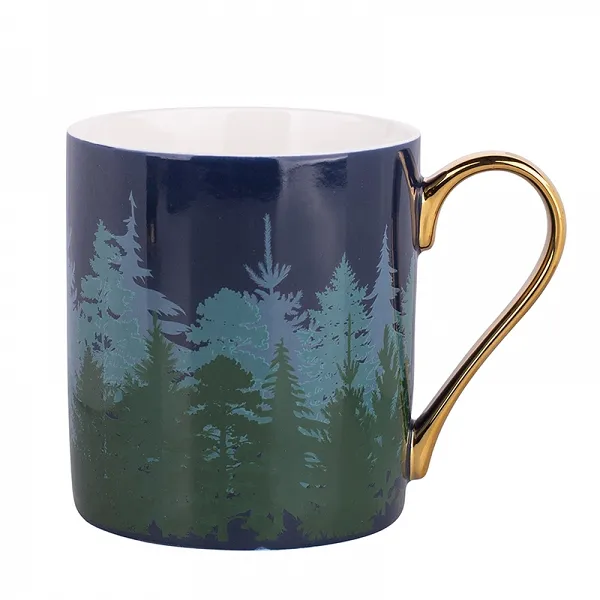 ALTOM DESIGN MISTY FOREST kubek porcelanowy dekoracja święta Boże Narodzenie ze złotym uchem 300 ml DEK. III