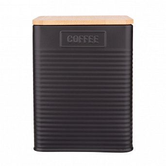 ALTOM DESIGN puszka / pojemnik na kawę z pokrywka bambusową 11x11x14 cm LOFT DEK. COFFEE czarna