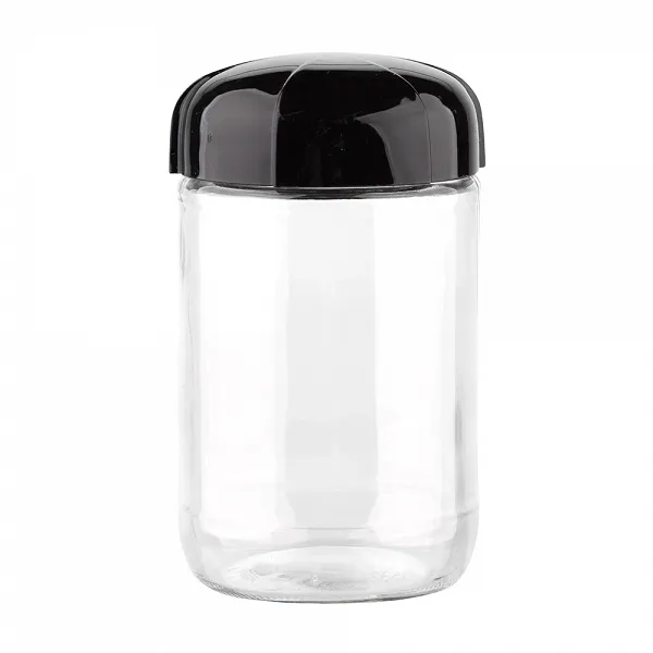 ALTOM DESIGN pojemnik szklany na produkty sypkie z plastikową pokrywką 660 ml czarny