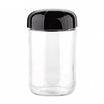 ALTOM DESIGN pojemnik szklany na produkty sypkie z plastikową pokrywką 660 ml czarny