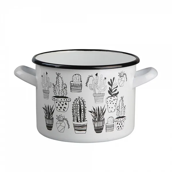 SILESIA RYBNIK CACTUS WHITE garnek emaliowany prosty 20x15cm 4,8L (indukcja/gaz)