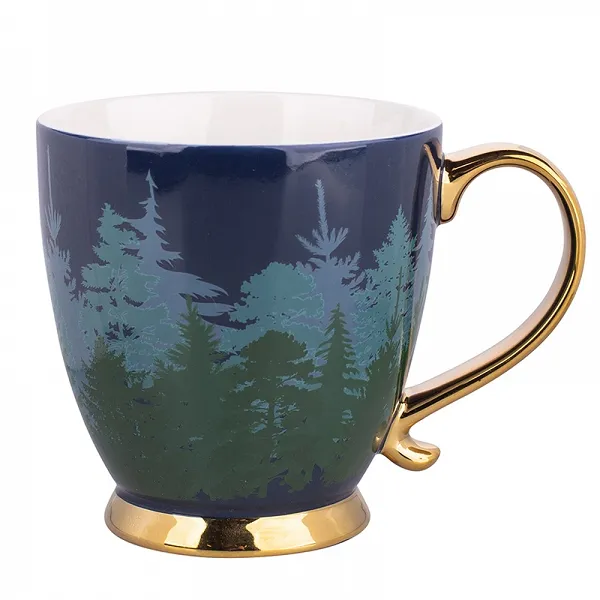 ALTOM DESIGN MISTY FOREST filiżanka porcelanowa jumbo na stopce dekoracja święta Boże Narodzenie 400 ml DEK. III