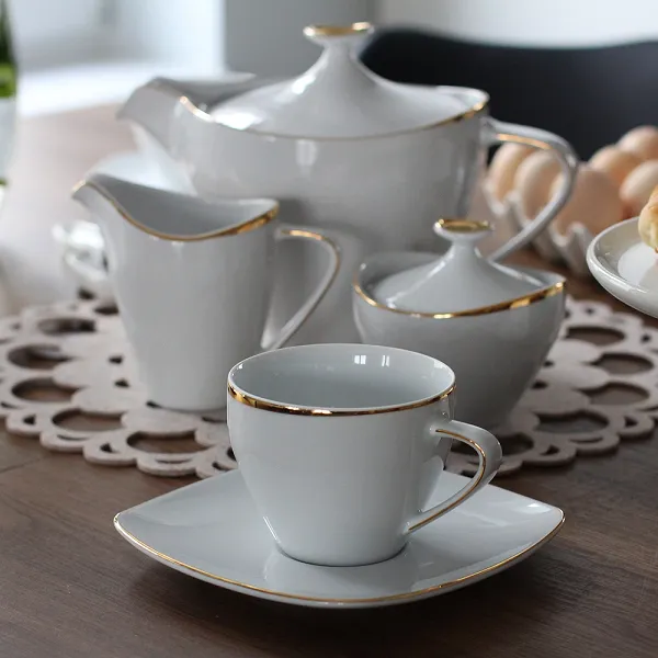 MARIAPAULA MODERNA GOLD KWADRATOWA porcelanowy zestaw do kawy dla 6 osób 15el. 