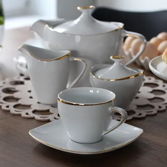 MARIAPAULA MODERNA GOLD KWADRATOWA porcelanowy zestaw do kawy dla 6 osób 15el. 