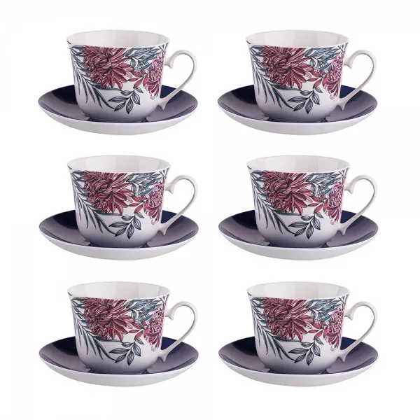 ALTOM DESIGN MARGO zestaw 6 szt filiżanka porcelanowa jumbo, duży kubek ze spodkiem 350 ml