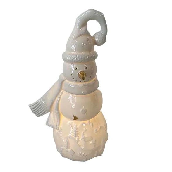 ALTOM DESIGN figurka na Boże Narodzenie ozdoba świąteczna porcelanowa bałwanek ze złotem 10x7,5x17,5 cm