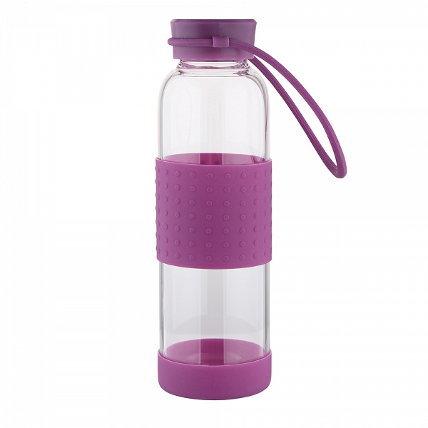 ALTOM DESIGN butelka szklana w silikonowej osłonce 550 ml fioletowa