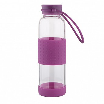 ALTOM DESIGN butelka szklana w silikonowej osłonce 550 ml fioletowa