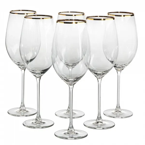 ROYAL LEERDAM Avangarda komplet kieliszków do wina białego zdobionych złotem 400ml 6szt