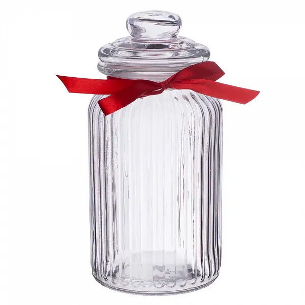 ALTOM DESIGN słoik do przechowywania ozdobny 1250ml relief z kokardką czerwoną