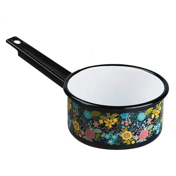 SILESIA RYBNIK DREAM GARDEN rondel emaliowany z trzonkiem 1,0l 14cm czarny