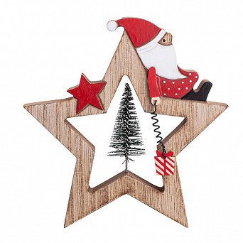 ALTOM DESIGN ozdoba na Boże Narodzenie figurka drewniana gwiazdka z Mikołajem 20x19x2 cm