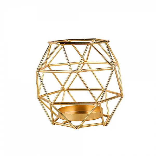 ALTOM DESIGN świecznik metalowy geometryczny 10x10x9 cm złoty