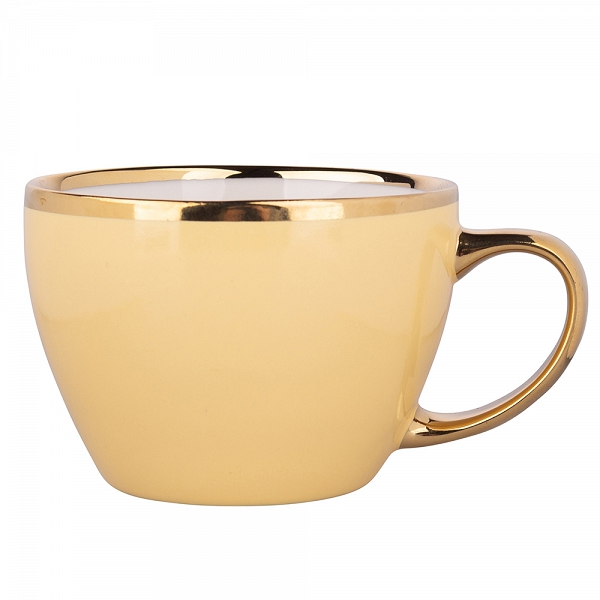 ALTOM DESIGN AURORA GOLD duża filiżanka porcelanowa do kawy i herbaty 300 ml WANILIOWA