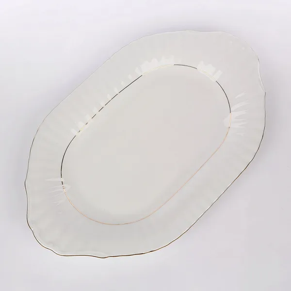 CHODZIEŻ IWONA ZŁOTY PASEK półmisek porcelanowy owalnym ze żłobieniami 39cm