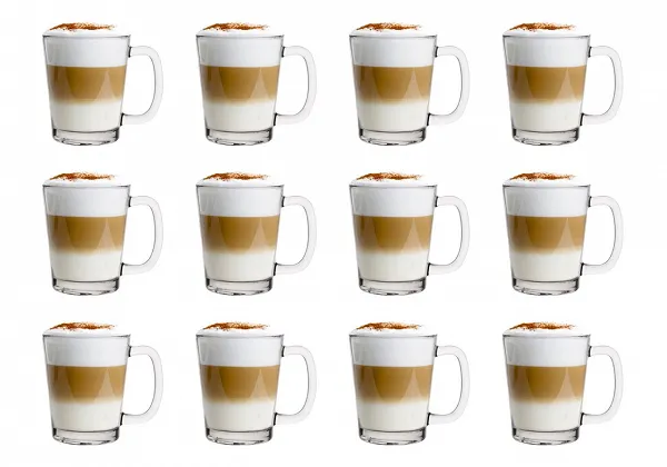 ALTOM DESIGN OLAF Zestaw 12 kubków szklanych / szklanki do kawy i herbaty 300 ml