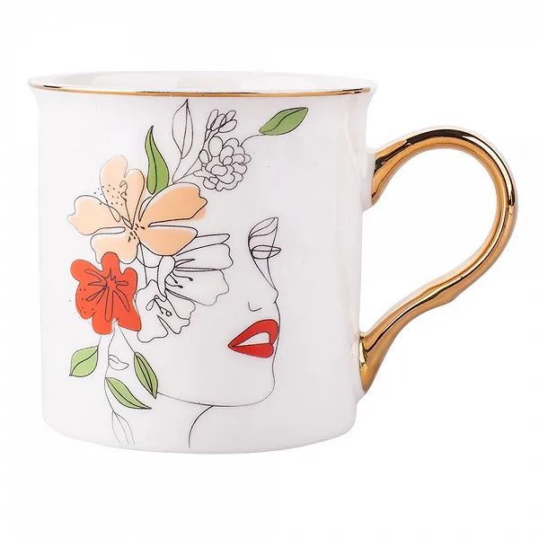 ALTOM DESIGN ART porcelanowy kubek prosty ze złotym uchem 250ml dek. A