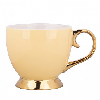 ALTOM DESIGN AURORA GOLD duża filiżanka jumbo na nóżce porcelanowa do kawy i herbaty 400 ml WANILIOWA