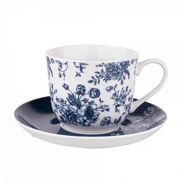ALTOM DESIGN ELISABETH filiżanka jumbo ze spodkiem do kawy i herbaty 350 ml w opasce