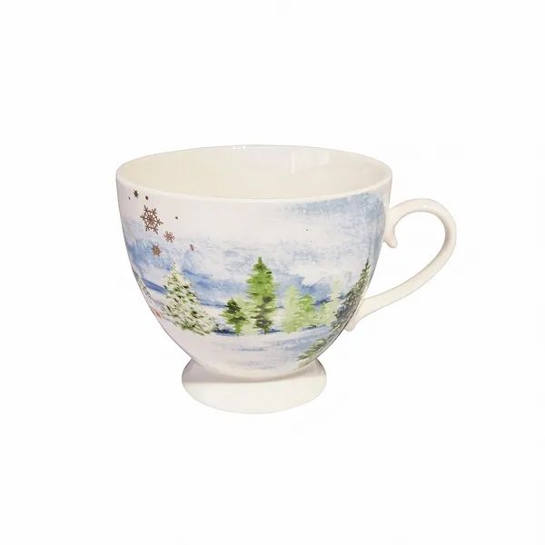 ALTOM DESIGN WHITE CHRISTMAS filiżanka jumbo na stopce 350 ml dek. las