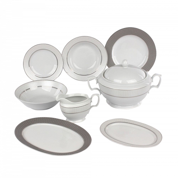 MARIAPAULA SISSI komplet talerzy obiadowych porcelana / serwis porcelanowy dla 6 osób 23 elementy