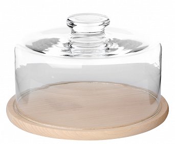 EDWANEX drewniana deska do serów i wędlin ze szklanym kloszem 24cm