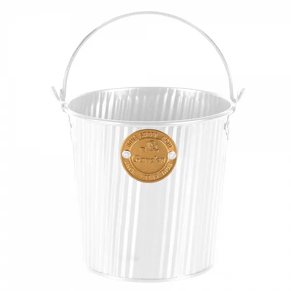 ALTOM DESIGN wiaderko metalowe z uchwytem dekoracyjne okrągłe 15x13,5cm białe