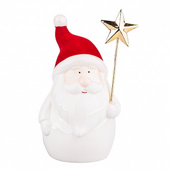ALTOM DESIGN ozdoba na Boże Narodzenie figurka Mikołaj z gwiazdą i welurową czapką 10x7,5x14 cm