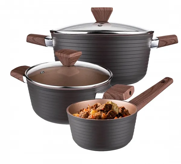 VALDINOX NOBLE Zestaw 2 Garnków 20cm i 24cm z pokrywkami i rondlem 16cm z powłoka nieprzywierająca non-stick ( gaz /indukcja)
