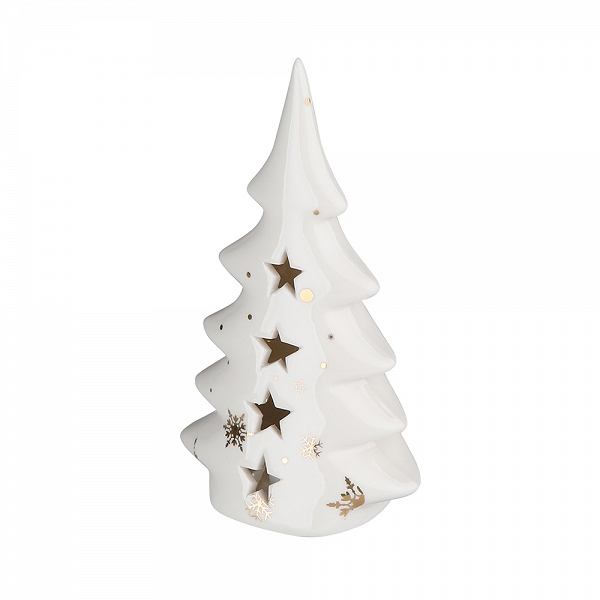 ALTOM DESIGN figurka na Boże Narodzenie ozdoba świąteczna ceramiczna choinka z lampkami led 7x4,5x13 cm