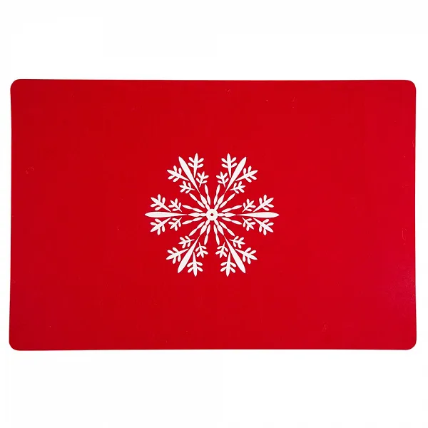 ALTOM DESIGN mata filcowa podkładka na stół świąteczna Boże Narodzenie 30X45 cm DEK. ŚNIEŻYNKA CZERWONA
